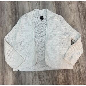 Eileen Fisher White Crochet Knit Open Front Cardigan Sweater Size‎ S